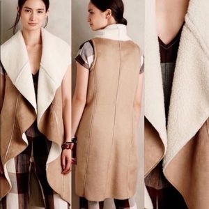 Anthropologie Dolan Carmelle Faux Suede Sherpa Vest/ Like New